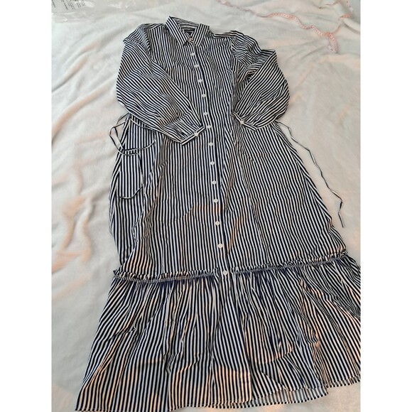 J.Crew Long Amelia Shirtdress Striped Drapey Viscose Twill CF659 Size XS NWT - Picture 6 of 12